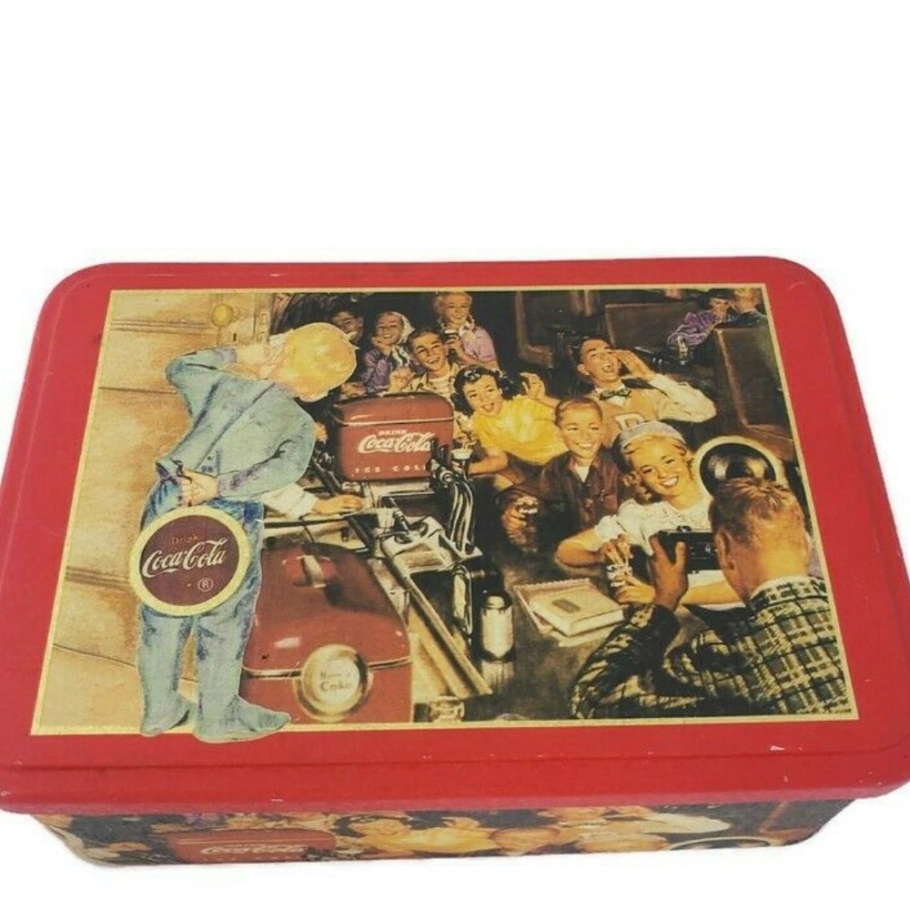 Vintage Coca Cola Collectible Tin Box 1991 Retro Coke Storage Tin